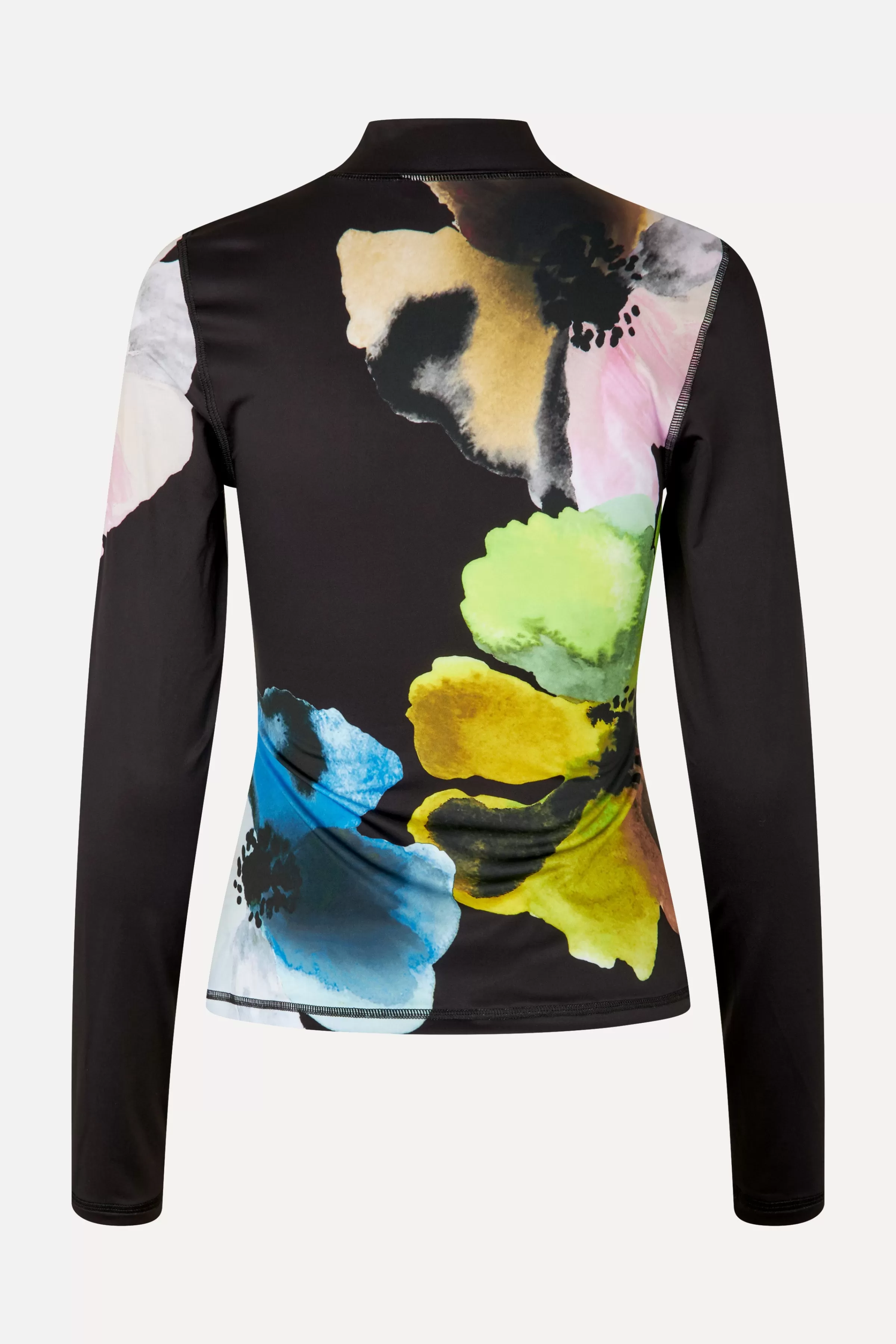Tops & Shirts-STINE GOYA Elastic High Neck Collared Top - Watercolor Bloom Maxi WatercolorBloomMaxi